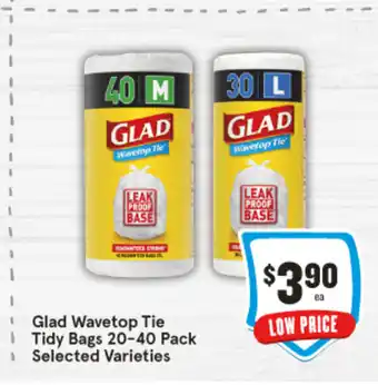 IGA Glad Wavetop Tie Tidy Bags 20-40 Pack offer