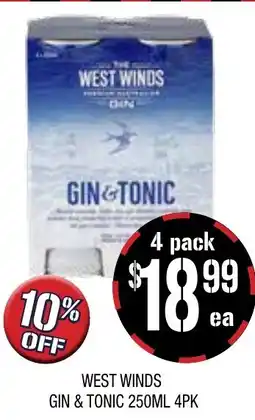 Farmer Jack's West Winds Gin & Tonic 250ml 4pk offer