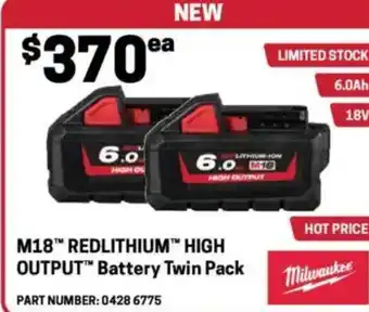 Blackwoods M18 REDLITHIUM HIGH OUTPUT Battery Twin Pack offer