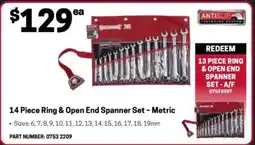 Blackwoods 14 Piece Ring & Open End Spanner Set - Metric offer