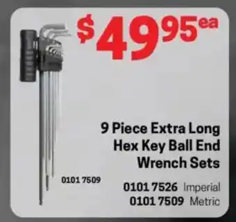 Blackwoods 9 Piece Extra Long Hex Key Ball End Wrench Sets offer