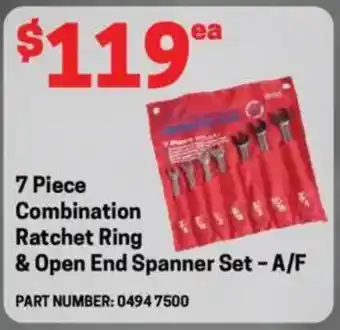 Blackwoods 7 Piece Combination Ratchet Ring & Open End Spanner Set - A/F offer