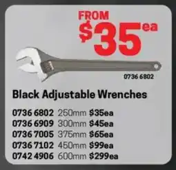 Blackwoods Black Adjustable Wrenches offer