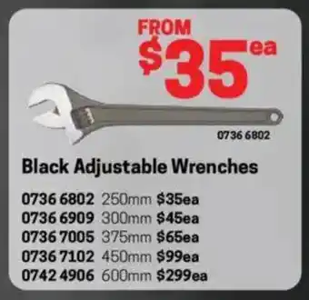 Blackwoods Black Adjustable Wrenches offer