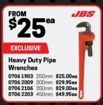 Blackwoods Heavy Duty Pipe Wrenches offer