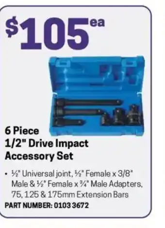 Blackwoods 6 Piece 1/2" Drive Impact Accessory Set offer