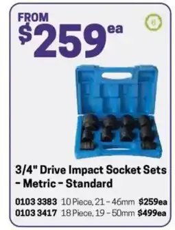 Blackwoods 3/4" Drive Impact Socket Sets - Metric-Standard offer