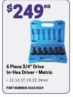 Blackwoods 6 Piece 3/4" Drive In-Hex Driver - Metric offer