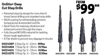 Blackwoods OnSite+ Deep Cut Step Drills 12mm offer