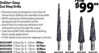 Blackwoods OnSite+ Deep Cut Step Drills 20mm offer