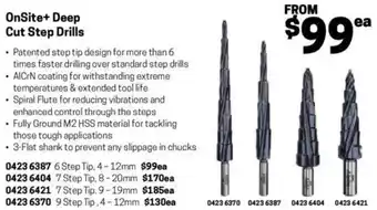 Blackwoods OnSite+ Deep Cut Step Drills 12mm offer