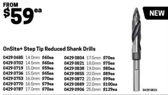 Blackwoods OnSite+ Step Tip Reduced Shank Drills 14.5mm offer