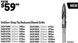 Blackwoods OnSite+ Step Tip Reduced Shank Drills 15.0mm offer