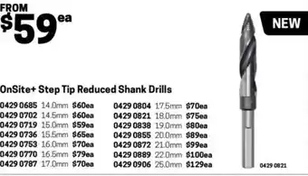 Blackwoods OnSite+ Step Tip Reduced Shank Drills 17.0mm offer