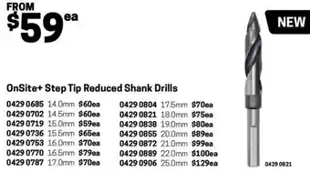 Blackwoods OnSite+ Step Tip Reduced Shank Drills 19.0mm offer