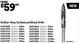 Blackwoods OnSite+ Step Tip Reduced Shank Drills 20.0mm offer