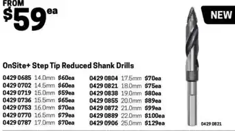 Blackwoods OnSite+ Step Tip Reduced Shank Drills 25.0mm offer