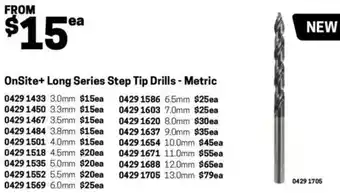 Blackwoods OnSite+ Long Series Step Tip Drills - Metric 3.0mm offer