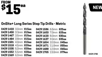 Blackwoods OnSite+ Long Series Step Tip Drills - Metric 3.5mm offer