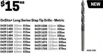 Blackwoods OnSite+ Long Series Step Tip Drills - Metric 4.5mm offer