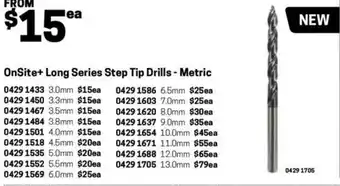 Blackwoods OnSite+ Long Series Step Tip Drills - Metric 9.0mm offer