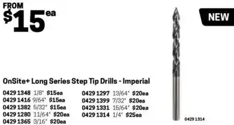 Blackwoods OnSite+ Long Series Step Tip Drills - Imperial 11/64 offer