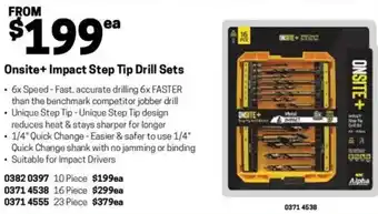 Blackwoods Onsite+ Impact Step Tip Drill Sets 10 Piece offer