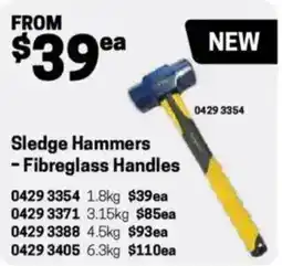 Blackwoods Sledge Hammers - Fibreglass Handles 1.8kg offer