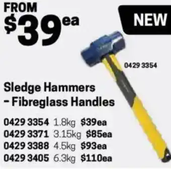 Blackwoods Sledge Hammers - Fibreglass Handles 3.15kg offer