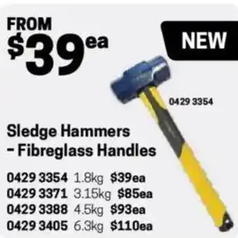 Blackwoods Sledge Hammers - Fibreglass Handles 6.3kg offer