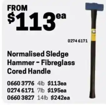 Blackwoods Normalised Sledge Hammer - Fibreglass Cored Handle 7lb offer