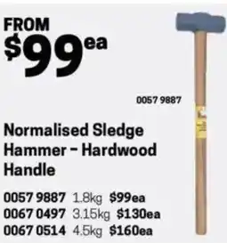 Blackwoods Normalised Sledge Hammer-Hardwood Handle 3.15kg offer