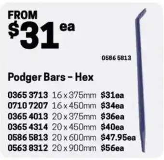 Blackwoods Podger Bars - Hex 16x375mm offer