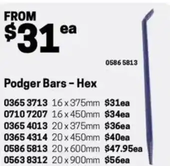 Blackwoods Podger Bars - Hex 20x900mm offer