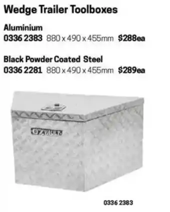 Blackwoods Wedge Trailer Toolboxes Aluminium 880x490x455mm offer