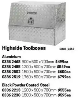 Blackwoods Highside Toolboxes Aluminium 900x500x700mm offer