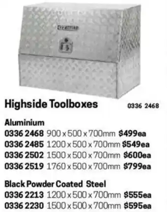 Blackwoods Highside Toolboxes Aluminium 900x500x700mm offer