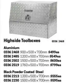 Blackwoods Highside Toolboxes Aluminium 1200x500x700mm offer