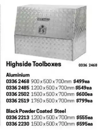 Blackwoods Highside Toolboxes Aluminium 1500x500x700mm offer