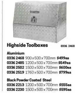 Blackwoods Highside Toolboxes Black Powder Coated Steel 1200x500x700mm offer