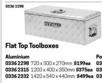 Blackwoods Flat Top Toolboxes Aluminium 1200x400x350mm offer