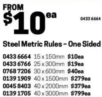 Blackwoods Steel Metric Rules - One Sided offer