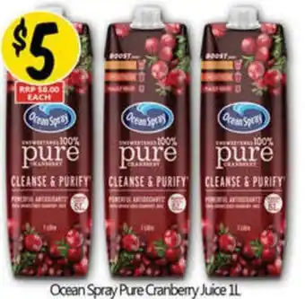 NQR Ocean Spray Pure Cranberry Juice offer