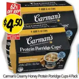 NQR Carman's Creamy Honey Protein Porridge Cups offer