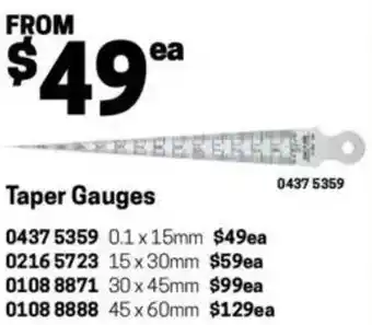 Blackwoods Taper Gauges offer