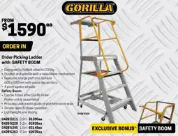 Blackwoods Order picking ladder with safety boom offer