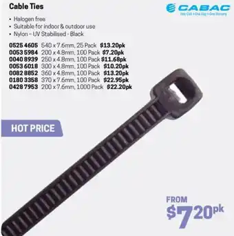 Blackwoods Cable Ties offer