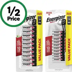 Woolworths Energizer Max AA or AAA Batteries Pk 16 offer