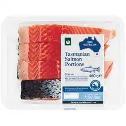 Woolworths Woolworths Tasmanian Fresh Salmon Portions Skin On 460g Pk 4 offer