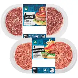 Woolworths Woolworths Australian Beef Burger Quarter Pound Varieties 454g Pk 4 offer